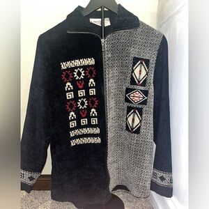 Chico's 0 Women Chenille Aztec Full Zip Sweater Cardigan Size Small Southwestern